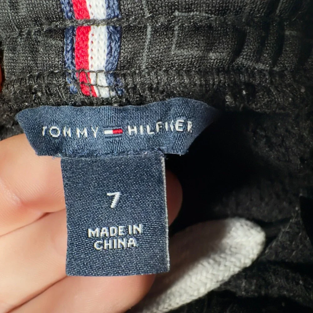 Tommy Hilfiger Boys Black All Over‎ Logo Jogger Sweatpants Size 7 Kids
